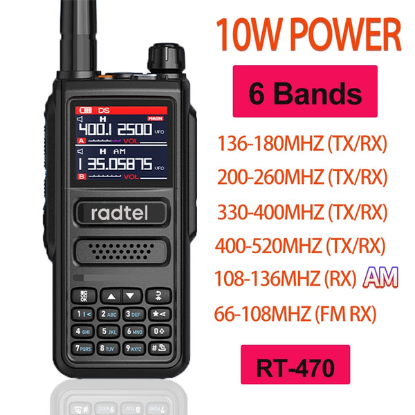 Walkie Talkie Radtel RT470L 5W 6 Bands Amateur Ham Two Way Radio Station  256CH Air Band NOAA LCD Color Scanner Aviation 230830