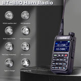 Radtel RT-890 Ham Radio 999 Channels Full Band Long Range Handheld Walkie Talkie AM Air Band Radio NOAA 108-520Mhz Scanning Receiver HT Transceiver Type C Battery Copy Frequency for Hiking