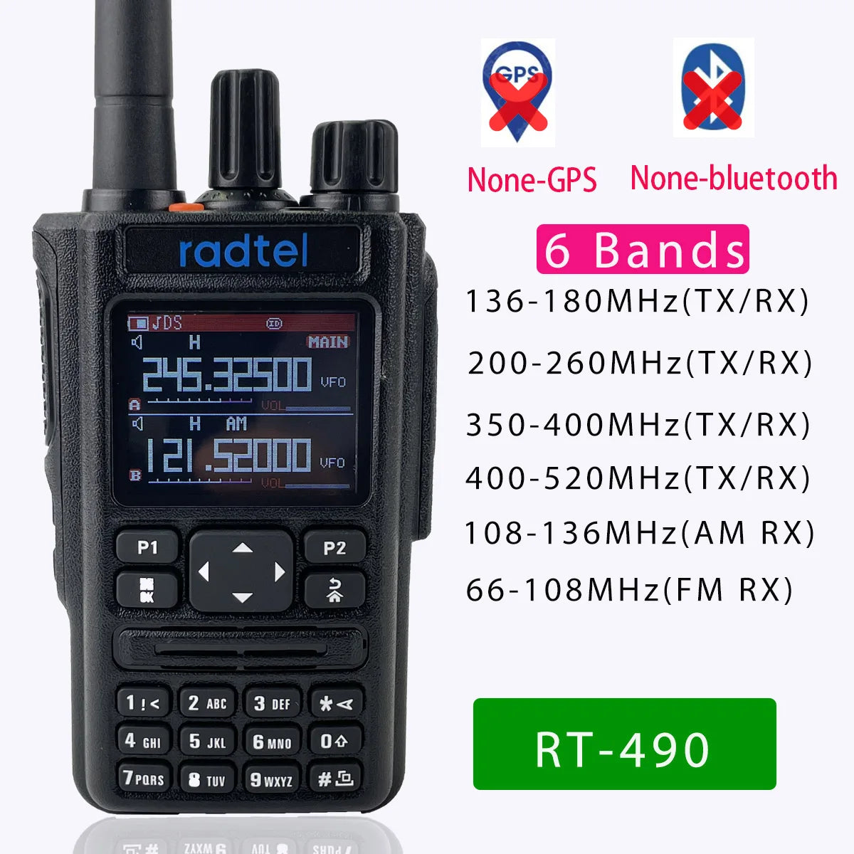 Aucun-GPS/sans Fil Ver. Radtel RT-490 Radioamateur Amateur 256CH