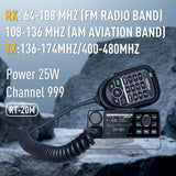 Radtel RT-20M Dual Band Mobile Radio 25w Ham Walkie Talkies 999CH  Car Radio Station Aviation Air Band NOAA VOX Transceiver